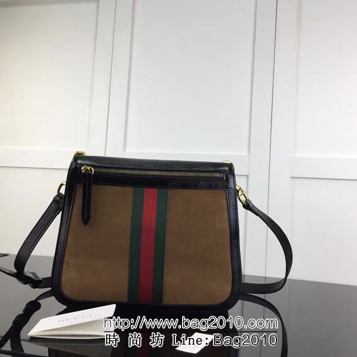 GUCCI古馳頂級原單 新款專櫃品質 實物實拍523658棕色磨沙皮配克漆皮肩背包 HY1304